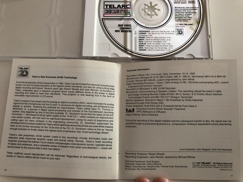  Hollywood's Greatest Hits Volume 2 / Themes from Ben-Hur, Spartacus, Zorba the Greek, Far and Anway, Dances with Wolves, Grand Canyon / Cincinnati Pops Orchestra / Conducted by Erich Kunzel / Telarc CD 80319 / Audio CD 1993 (089408031922)