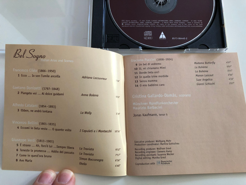 Cristina Gallardo- Domas / Bel Sogno - Italian Arias and Scenes / Münchner Rundfunkorchester / Conducted by Maurizio Barbacini / Audio CD 2001 / Teldec (685738644025)