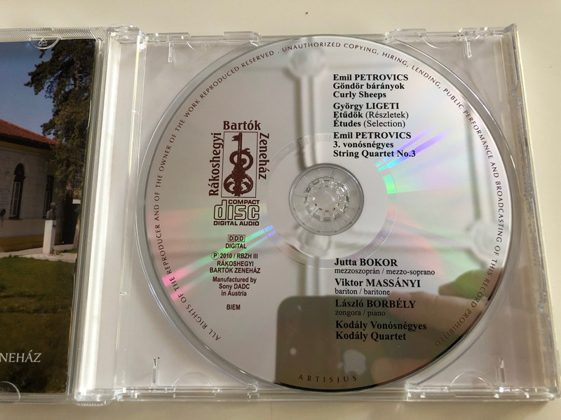 Petrovics - Göndör bárányok, 3. vonósnégyes / Ligeti - Etűdök (részletek) / Bokor Jutta, mezzo-soprano / Massányi Viktor, baritone / Borbély László, piano / Kodály Vonósnégyes / Audio CD 2010 (RBZH III)