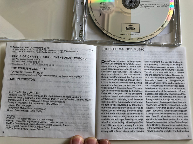 Purcell - Choral Works / Choir of Christ Church Cathedral, Oxford / The English Concert / Conducted by Simon Preston / 2x Audio CD 1981 / Polydor 459 487-2 (028945948720)