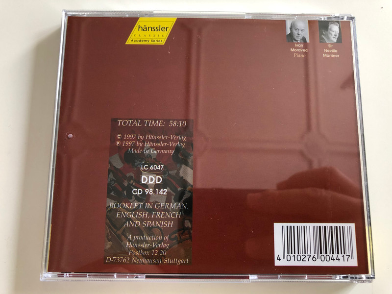 W. A. Mozart - Piano Concertos / C-Minor, C-Major / Sir Neville Marriner / Ivan Moravec piano / Academy of St. Martin in the Fields / Audio CD 1997 / Hänssler Classic (4010276004417)