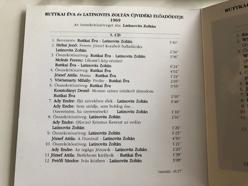 Ruttkai Éva és Latinovits Zoltán Újvidéki előadóestje / Hungaroton Classic Audio CD 1995 / HCD 14080-81 / 2x Audio CD (5991811408022)