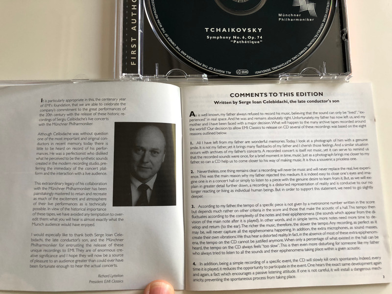 Celibidache - Münchner Philharmoniker / Tchaikovsky / EMI Classic / First Authorized Edition / Audio CD 1997 (724355652324)