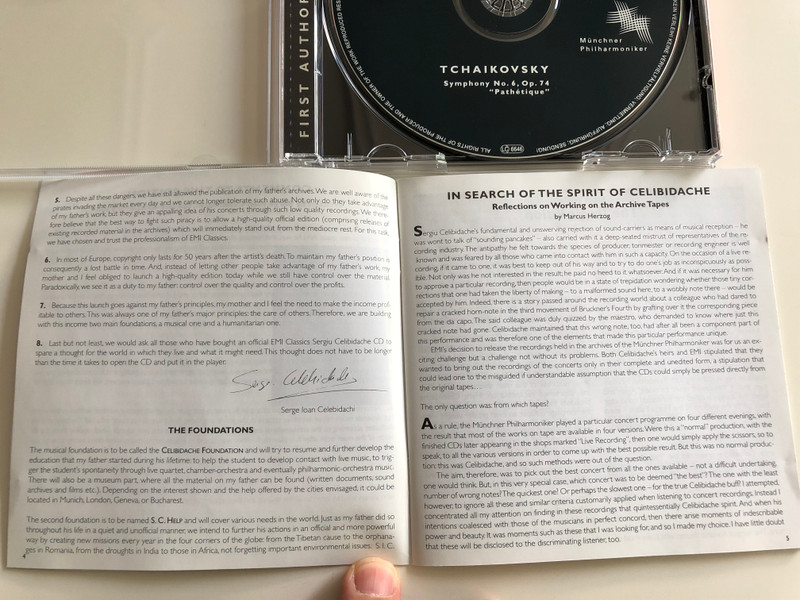 Celibidache - Münchner Philharmoniker / Tchaikovsky / EMI Classic / First Authorized Edition / Audio CD 1997 (724355652324)