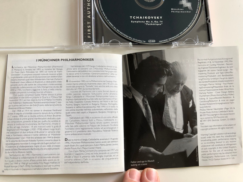 Celibidache - Münchner Philharmoniker / Tchaikovsky / EMI Classic / First Authorized Edition / Audio CD 1997 (724355652324)