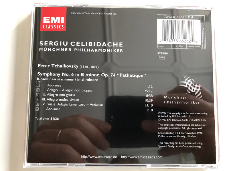 Celibidache - Münchner Philharmoniker / Tchaikovsky / EMI Classic / First Authorized Edition / Audio CD 1997 (724355652324)