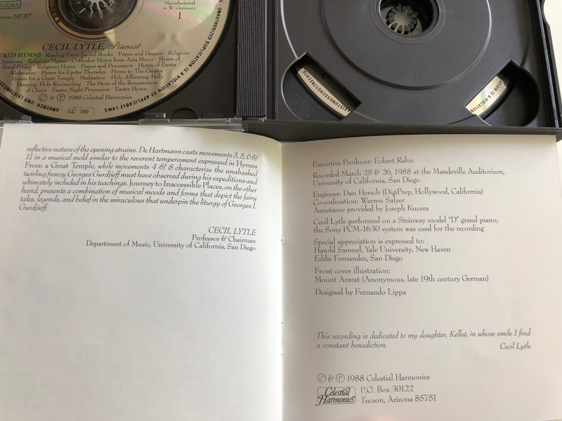 Reading of a Sacred Book / The Complete Piano Music of Georges I. Gurdjieff and Thomas De Hartmann Vol 2 / Cecil Lytle, Pianist / 2x Audio CD 1988 (013711402827)