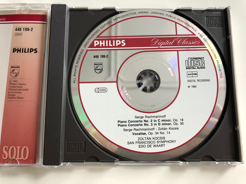  Rachmaninoff - Piano Concertos Nos. 2&3, Vocalise / Zoltán Kocsis / San Francisco Symphony / Edo de Waart / Philips Digital Classics Audio CD 1995 / 446 199-2 (028944619928)