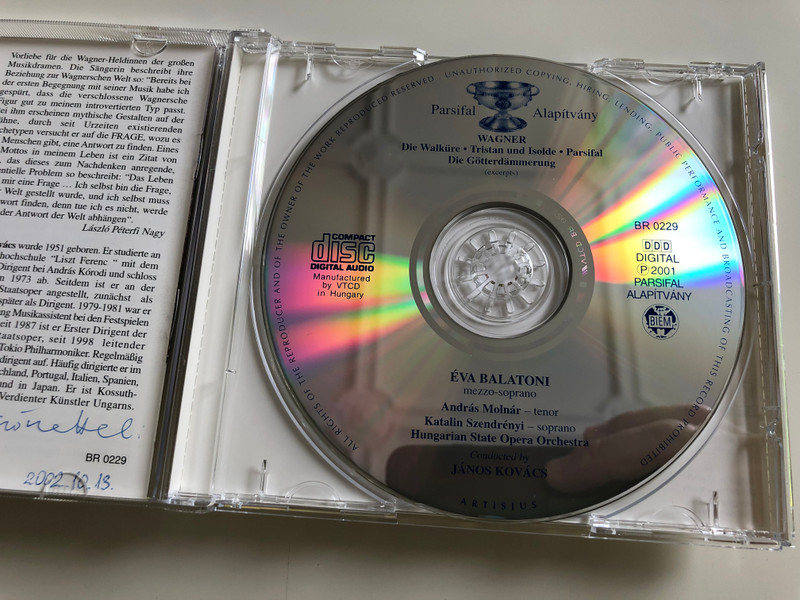 Éva Balatoni sings Wagner Heroines / Hungarian State Opera Orchestra / Conducted by János Kovács / Parsifal Alapítvány / BR 0229 / Audio CD 2001 / Parsifal Foundation (BR 0229)