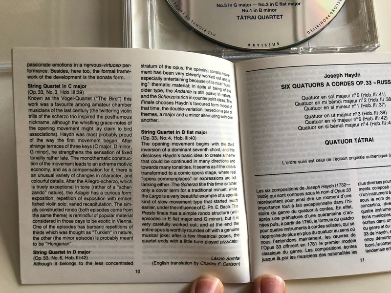 Joseph Haydn - "Russian Quartets" Op. 33 / Tátrai Quartet / Hungaroton Classic Audio CD 1994 / HCD 11887-88 / 2 CD (5991811188726)