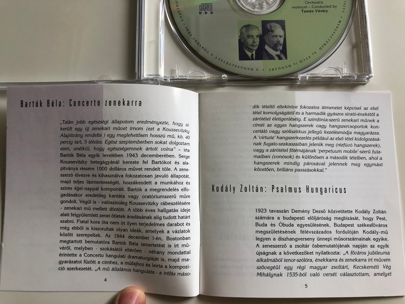Bartók Béla - Concerto for Orchestra - Kodály Zoltán Psalmus Hungaricus Op. 13 / Hungarian Radio and TV Symphonic Orchestra / Cond. Tamás Vásáry / Audio CD (Bartók-KodályCD)