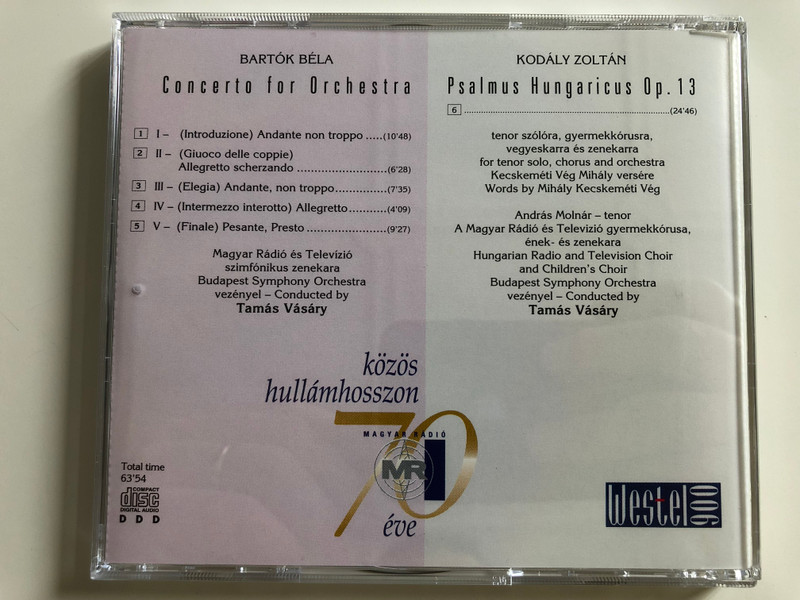 Bartók Béla - Concerto for Orchestra - Kodály Zoltán Psalmus Hungaricus Op. 13 / Hungarian Radio and TV Symphonic Orchestra / Cond. Tamás Vásáry / Audio CD (Bartók-KodályCD)