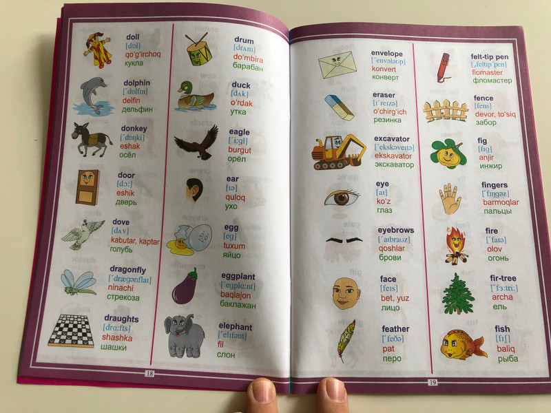 New English-Uzbek-Russian Picture Dictionary by Zamirjon Butayev / New Edition / Inglizcha-O'zbekcha-Ruscha Rasmli Lug'at / Paperback 2018 / O'zbekiston (9789943281585)