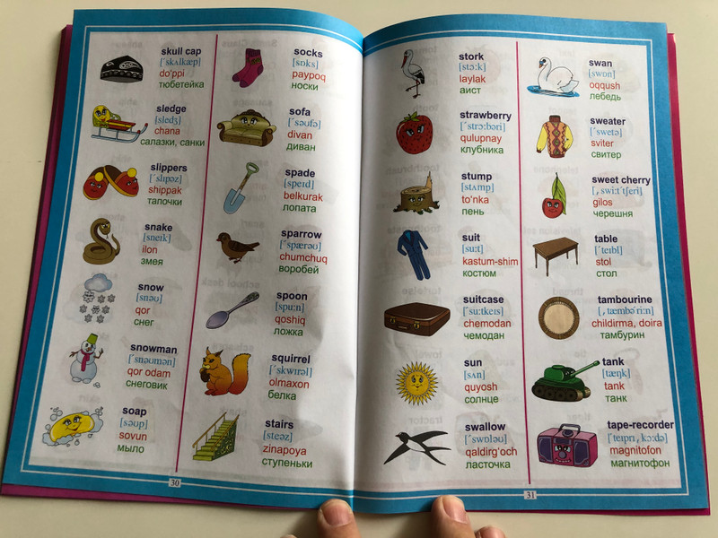 New English-Uzbek-Russian Picture Dictionary by Zamirjon Butayev / New Edition / Inglizcha-O'zbekcha-Ruscha Rasmli Lug'at / Paperback 2018 / O'zbekiston (9789943281585)