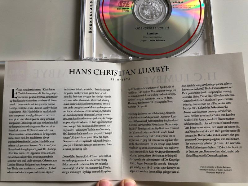H. C. Lumbye - Champagnegalopp / Önskeklassiker 11 / Köpenhamns Symfoniorkester / Conducted by Lavard Friisholm / EMI Classics Audio CD 1993 (724347908125)