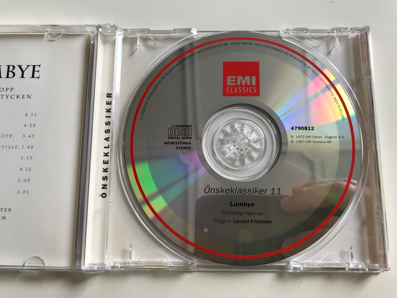 H. C. Lumbye - Champagnegalopp / Önskeklassiker 11 / Köpenhamns Symfoniorkester / Conducted by Lavard Friisholm / EMI Classics Audio CD 1993 (724347908125)