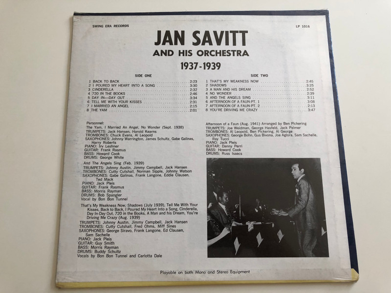 Jan Savitt And His Orchestra ‎– 1937-1939 / Swing Era Records ‎LP / LP 1016