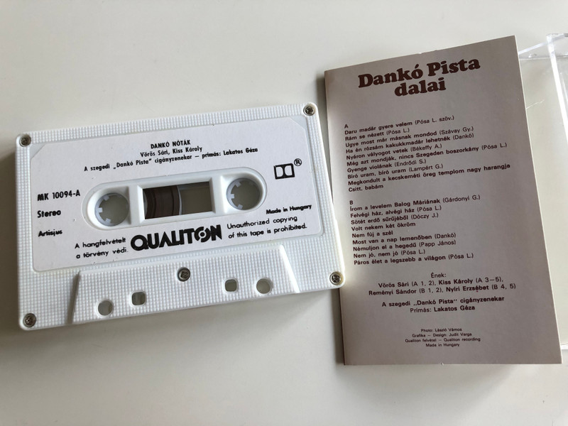 Dankó Nóták - Songs By Pista Dankó / HUNGAROTON CASSETTE STEREO / MK 10094 / Orchestra: Szegedi „Dankó Pista” Cigányzenekar