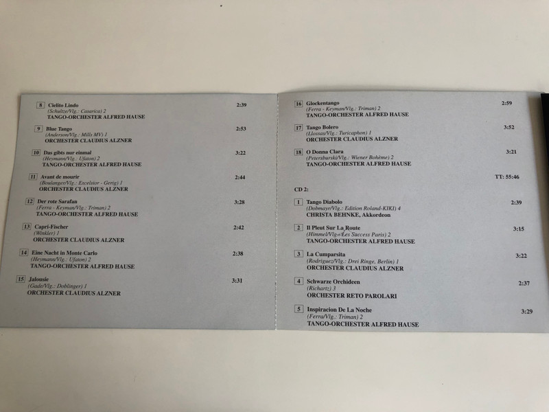 The World of Tango / Du Schwarzer Zieuner, Cielito Lindo, Jalousie, Tango Bolero, La Cumparsita, Olé Guapa and more... / Zyx Music 2 CD / Audio CD 1996 (090204484027)