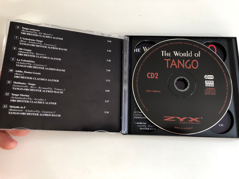 The World of Tango / Du Schwarzer Zieuner, Cielito Lindo, Jalousie, Tango Bolero, La Cumparsita, Olé Guapa and more... / Zyx Music 2 CD / Audio CD 1996 (090204484027)