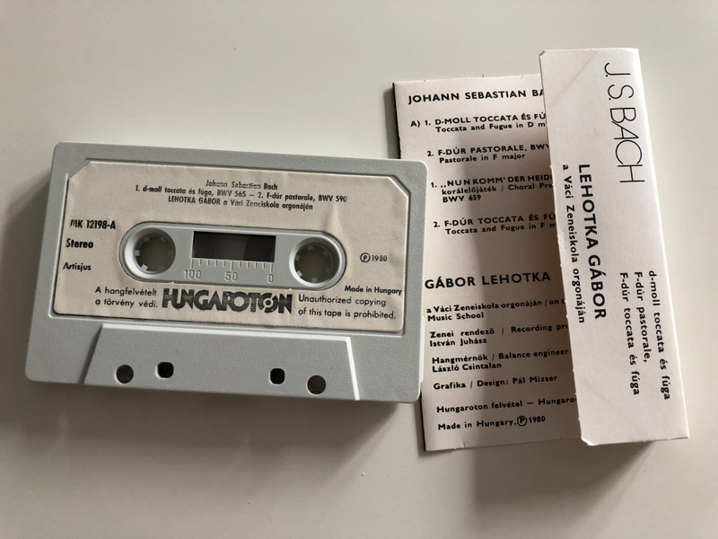 J.S.Bach - Toccata And Fugue In D Minor / Conducted: Gábor Lehotka ‎/ HUNGAROTON CASSETTE STEREO / MK 12198