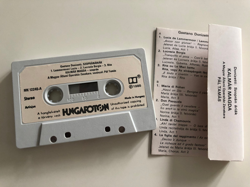 Donizetti - Soprano Arias / Hungarian State Opera i Orchestra / Conducted: Tamas Pal / Magda Kalmár / HUNGAROTON CASSETTE STEREO / MK 12245