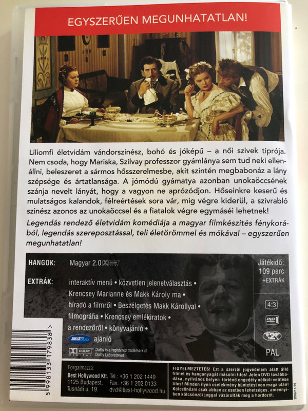 Liliomfi DVD 1954 / Directed by Makk Károly / Starring: Krencsey Marianne, Darvas Iván / Digitally Remastered (5998133179838)