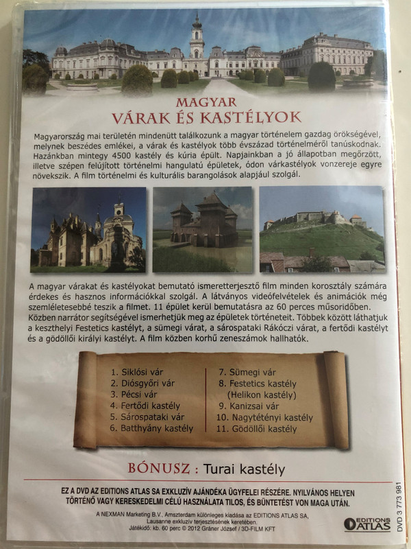 Magyar Várak és Kastélyok DVD 2012 Hungarian Castles and Fortresses / Directed by Gráner József / Editions Atlas / Bonus: Turai Castle (DVD3773981)