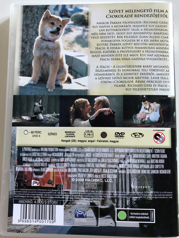 Hachiko: A Dog's Story DVD 2008 Hacsi a leghűségesebb barát / Directed by Lasse Hallstrom / Starring: Richard Gere, Joan Allen (5996514001709)