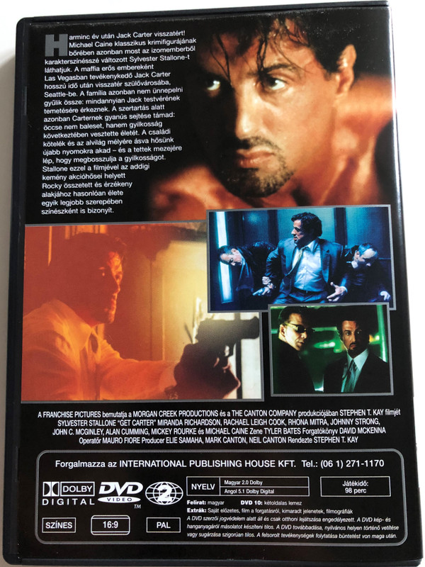 Get Carter DVD 2000 Az Igazság fáj / Directed by Stephen Kay / Starring: Sylvester Stallone, Miranda Richardson, Rachael Leigh Cook, Rhona Mitra (GetCarterDVD)