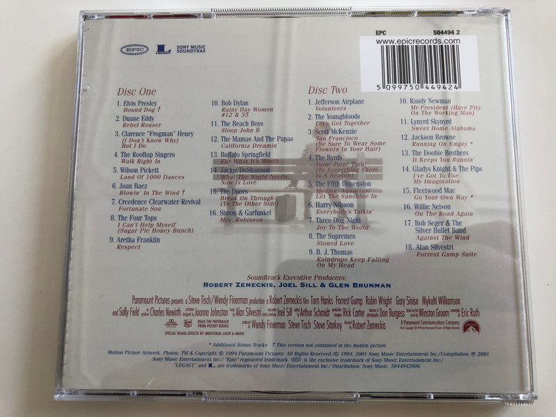 Forrest Gump - The Soundtrack / 34 American Classics on 2 CDs / Special Collector's Edition / Epic EPC 5044942 / Audio CD SET 1994 (5099750449424)