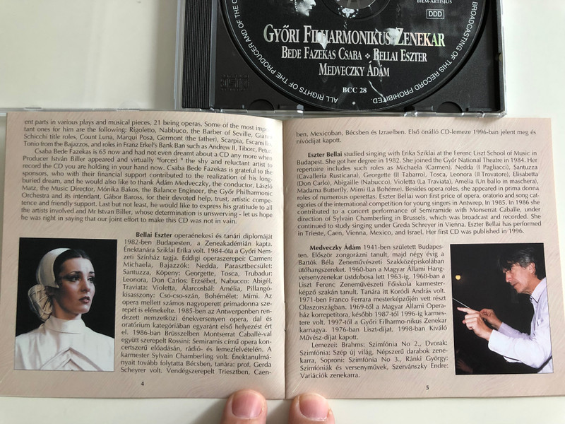 Bede Fazekas Csaba / Bellai Eszter / Bajazzok, Traviata, Parasztbecsület, Manon Lescaut, Trubadur, Gioconda, Faust, Rigoletto / Győri Filharmonikus Zenekar / Medveczky Ádám / DDD Audio CD 1998 / BCC 28