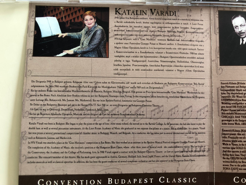 Concert / Charles Kalman und Emmerich Kalman / Transcription fur 2 klaviere von Charles Kalman / First Performance For Two Pianos! / Előszőr: Ket Zongorara / Convention Budapest Classic Audio CD / CBP 008