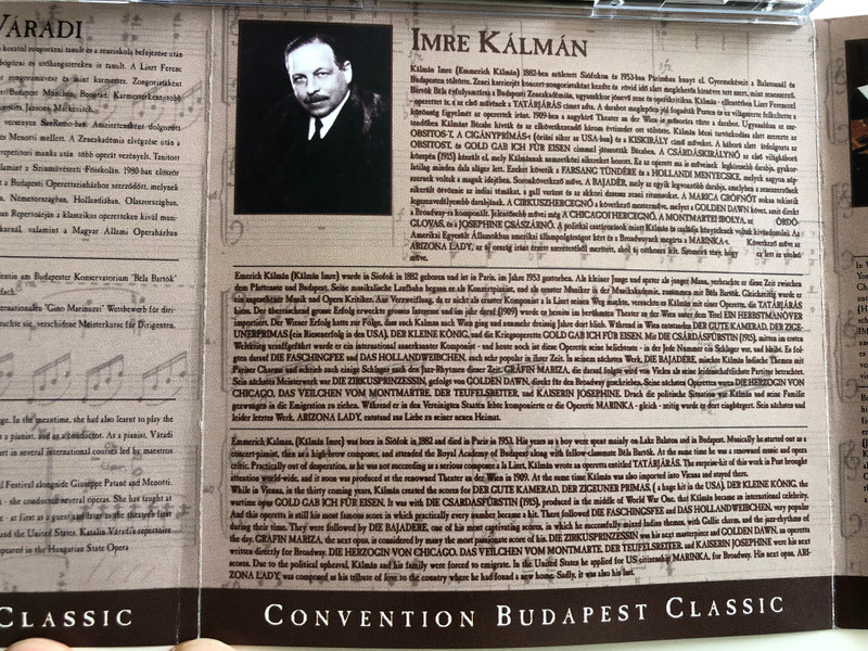 Concert / Charles Kalman und Emmerich Kalman / Transcription fur 2 klaviere von Charles Kalman / First Performance For Two Pianos! / Előszőr: Ket Zongorara / Convention Budapest Classic Audio CD / CBP 008