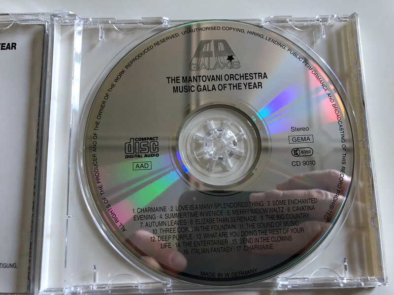 The Mantovani Orchestra ‎– Music Gala Of The Year / Charmaine, Love Is A Many Splendored Thing, Some Enchanted Evening, Summertime In Venice, Merry Widow Waltz, Cavatina, Autumn Leaves / Galaxis Audio CD Stereo / CD 9010
