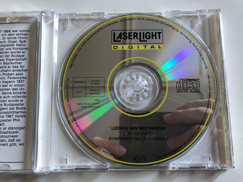Ludwig van Beethoven - ''Die Neunte'' / Symphony No.9 ''Choral'' / Andor, Szirmay, Korondy, Solyom-Nagy / Philharmonisher Chor Budapest / Ungarishes Philharmonie-Orchester / Janos Ferencsik / Laser Light Digital Audio CD Stereo / 14 029