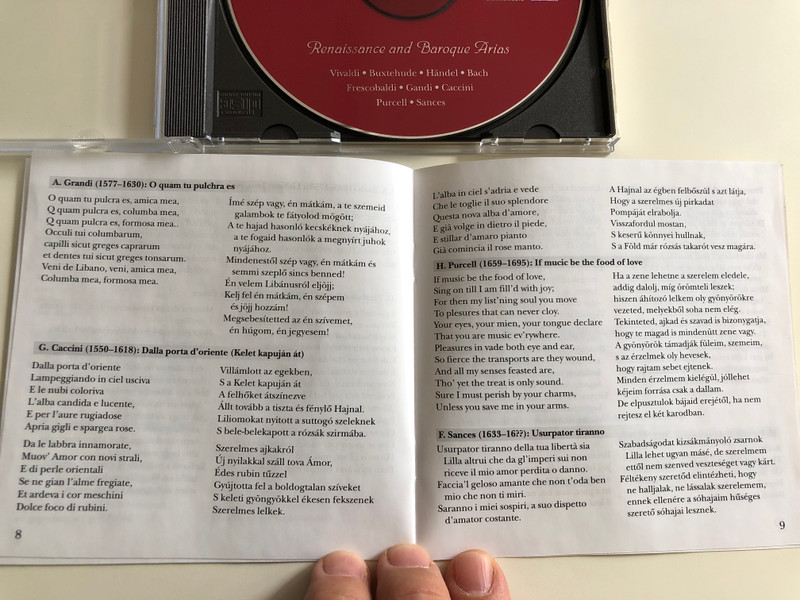 Krisztina Jonas, soprano - If Music be the Food of Love / Renaissance and Baroque Arias /Allegro Thaler Audio CD 2003 / MZA-068