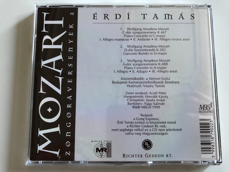 Mozart (zongoraversenyek 2) - Erdi Tamas / MEGA Audio CD / MCDA 87902