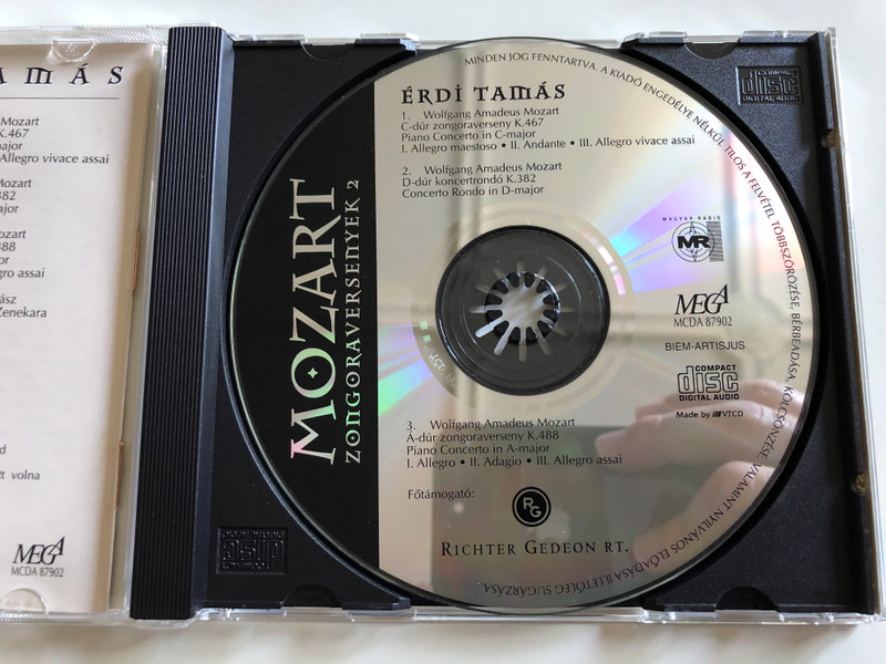 Mozart (zongoraversenyek 2) - Erdi Tamas / MEGA Audio CD / MCDA 87902