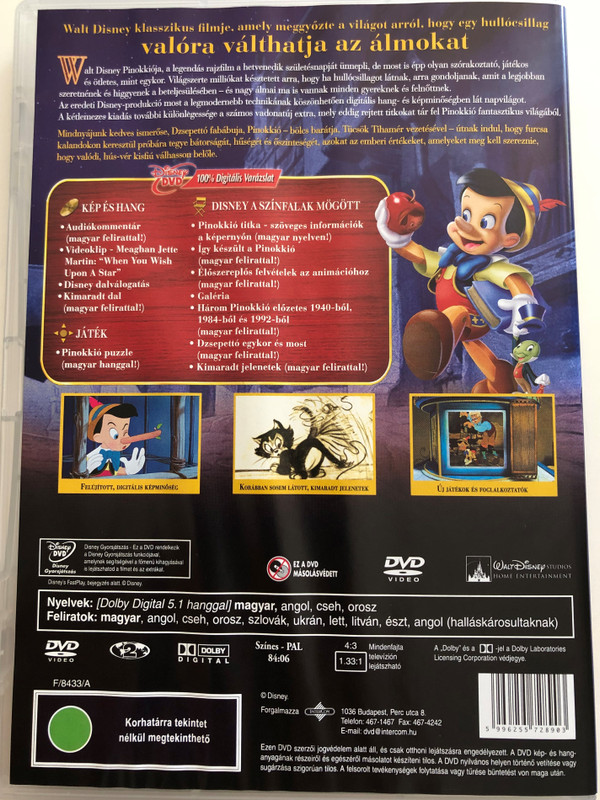 Pinocchio - Platinum edition DVD 1940 Pinokkió Jubileumi kiadás / 2 DVD edition / Directed by Ben Sharpsteen, Hamilton Luske / Starring: Cliff Edwards, Dickie Jones, Christian Rub, Mel Blanc (5996255728903)