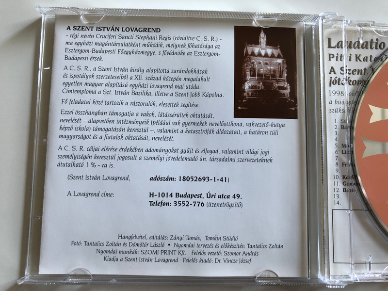 Laudatio Musicae pro... / Pitti Katalin, Viragh Andras / VTCD Audio CD 1999 / CSRCD001