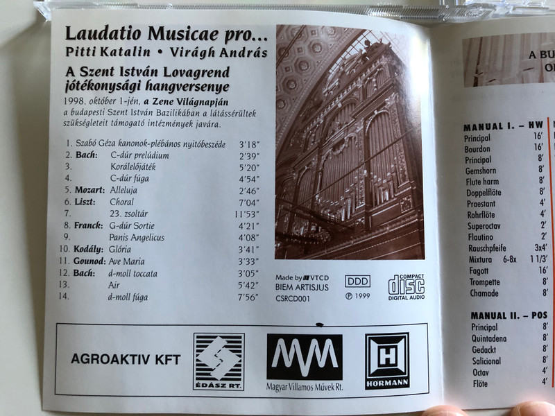 Laudatio Musicae pro... / Pitti Katalin, Viragh Andras / VTCD Audio CD 1999 / CSRCD001