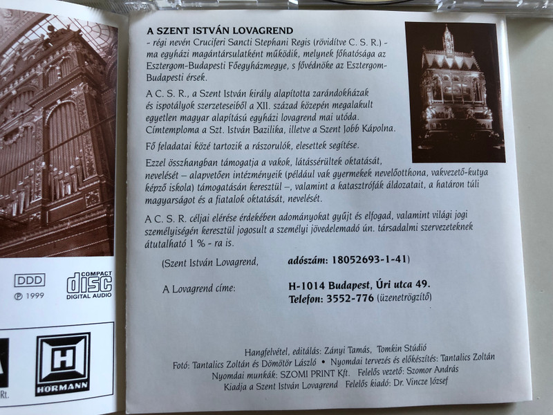 Laudatio Musicae pro... / Pitti Katalin, Viragh Andras / VTCD Audio CD 1999 / CSRCD001