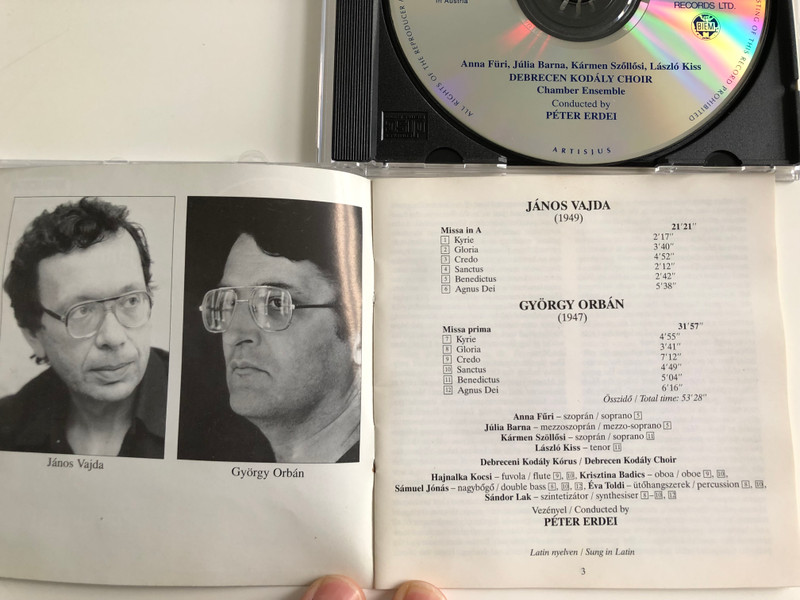 Janos Vajda - Missa In A / Gyorgy Orban - Missa Prima / Debrecen Kodaly Choir / Conducted: Peter Erdei / Hungaroton Audio CD 2000 Stereo / HCD 31929