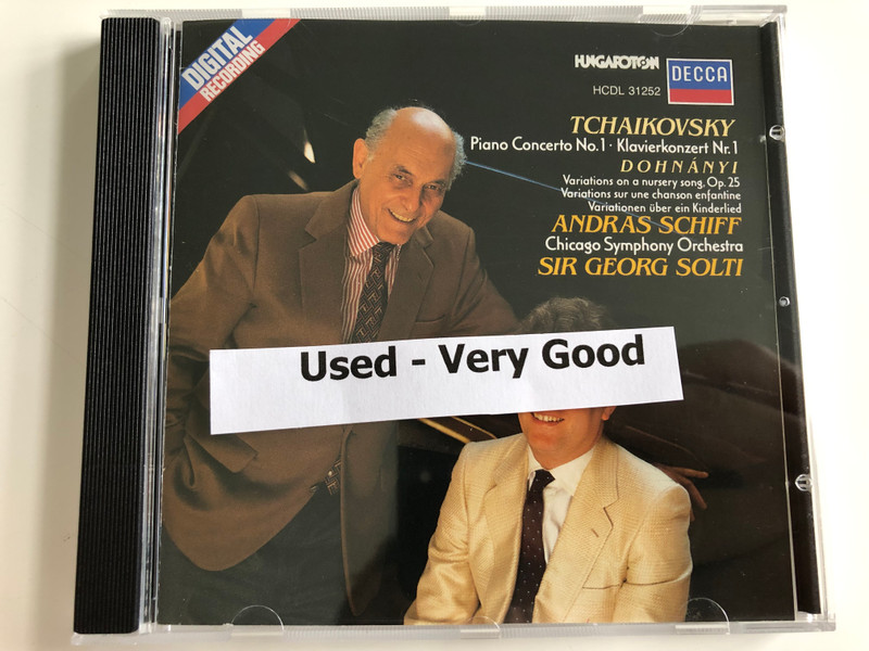 Tchaikovsky - Piano Concerto No.1, Klavierkonzert Nr.1 / Dohnányi / Variations On A Nursery Song. Op. 25 / Andras Schiff / Chicago Symphony Orchestra / Conducted: Sir Georg Solti ‎/ Hungaroton Audio CD 1986 Stereo / HCDL 31252