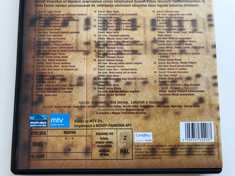Szóljon a hegedű... DVD Ifj. Sánta Ferenc / Hungarian Gypsy Orchestra / Conducted by Szenthelyi Miklós / Mókép - Mtv / Compilated by Nemlaha György (5996357344087)