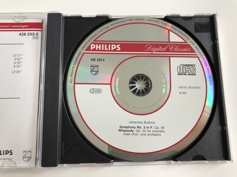Brahms – Symphony No. 3, Alt-Rhapsody / Jessye Norman / Philadelphia Orchestra / Conducted: Riccardo Muti ‎/ Philips Audio CD 1990 / 426 253-2