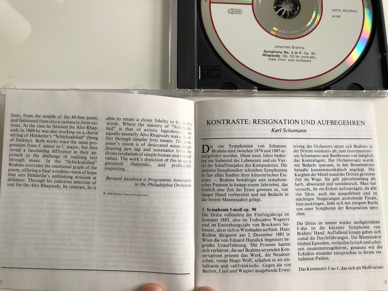 Brahms – Symphony No. 3, Alt-Rhapsody / Jessye Norman / Philadelphia Orchestra / Conducted: Riccardo Muti ‎/ Philips Audio CD 1990 / 426 253-2