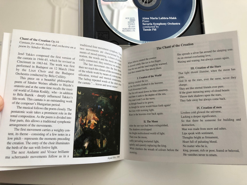 Jenő Takács - Miniatures pour Orchestre / Concerto for piano, strings and percussion op. 60 / Savaria Symphony Orchestra - Tamás Pál / Aima Maria Labra - Makk, piano / Hungaroton Classic Audio CD 2003 / HCD 32278 (5991813227829)