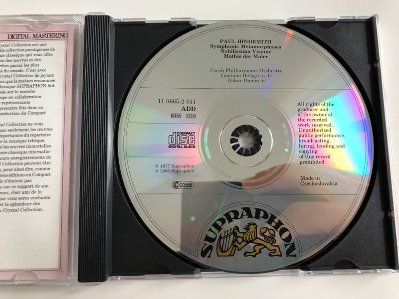 Hindemith - Symphonic Metamorphoses / Mathis Der Maler / Nobilissima Visione / Czech Philharmonic Orchestra / Gaetano Delogu, Oskar Danon / Supraphon Audio CD 1991 Stereo / 11 0665-2 011